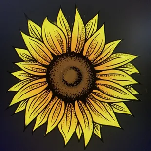 a yellow sunflower on a black background