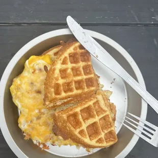 Bacon, Egg and Cheese waffle