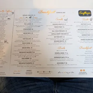 Breakfast menu