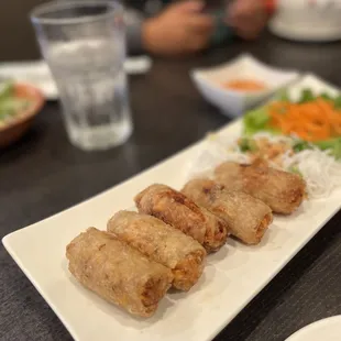a long rectangular plate of food