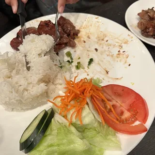 BBQ Pork, Chop Rice Plate
