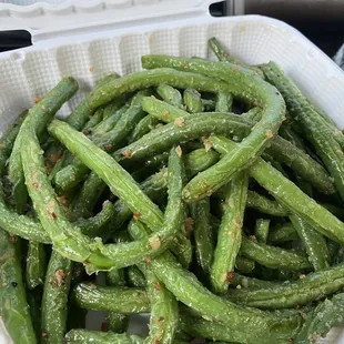 Stir Fried Green Beans with shrimp powder