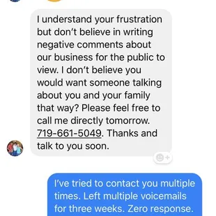 a text message from a customer