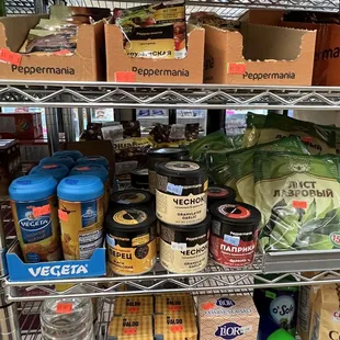 a variety of food items in a grocery store