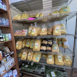 a variety of breads in a store