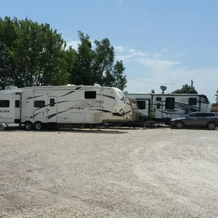 This is the west side of our park,it has 7 sites with full hookups which include water sewer and electric. (20, 30, and 50 amp service)