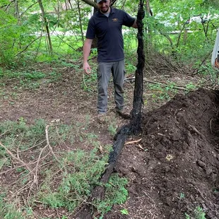 Look at the 12 ft anaconda Jett caught! Actually it's a 12ft root that we've recently pulled out of a customer's mainline. Call today for an