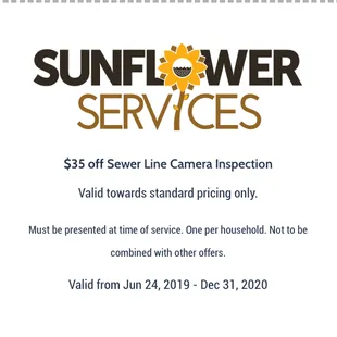 Something giving your mainline an issue? Call today for our sewer line camera inspection and receive $35 dollars off!