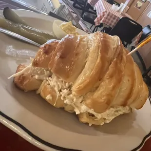 Chicken salad on homemade croissant