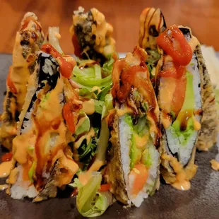 a sushi roll on a plate