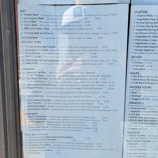 Menu as of 2/25/2022