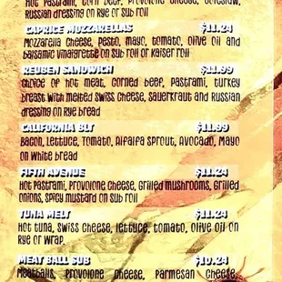 menu