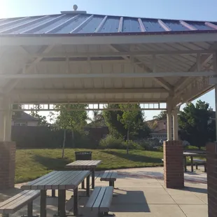 One of the covered bench/table areas.