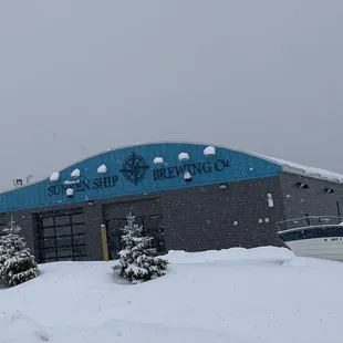 View from the road on a snowy day