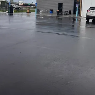 Nice new spacious parking lot behind the brewery