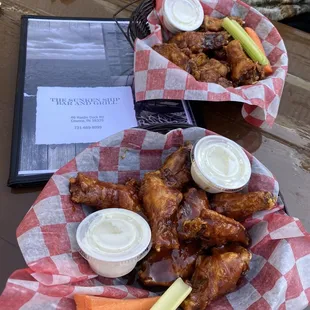 Wings (seven seas sauce and hot chick sauce)