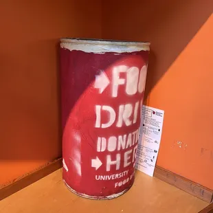 They apparently accept donations for food drives! Nice.