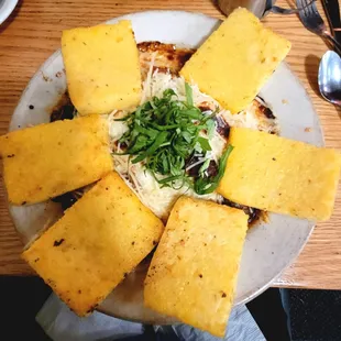 Polenta Eggplant Marinara, a highly suggested dish.