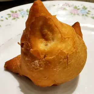 Veggie samosa still intact.