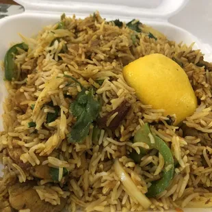 Chicken biryani.