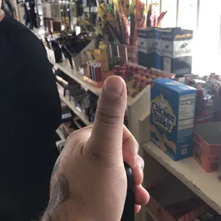 Old food jerky by the front door , such a old place but soooo cool