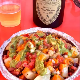 Built my breakfast bowl with eggs, machaca, bacon, veggies, home style potatoes and salsa. Dom P not included ;)