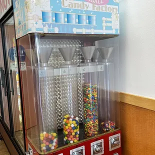 a candy machine in a restaurant