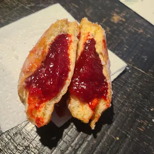 Raspberry filled donut