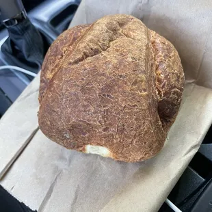 a loaf of bread in a paper bag