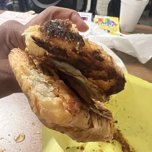 Croissant egg and bacon