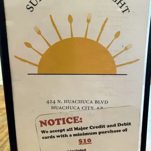 Main menu cover with address