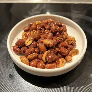 Complimentary peanuts - spicy but good!