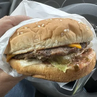 The Cheeseburger is really big and tasty!