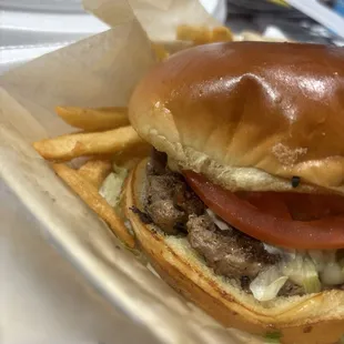 Red Zone burger to go.