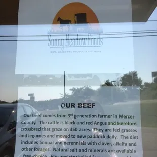 Their description of grass fed beef