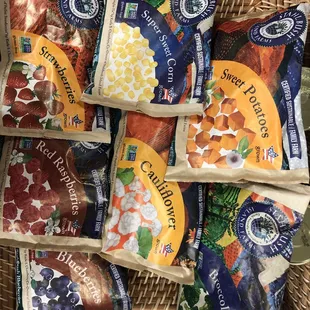 Sustainable certified vegetables and fruits.