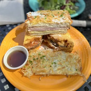 Monte cristo with hash browns