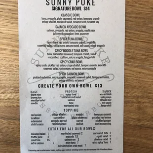 Our evolving menu @sunnypoke