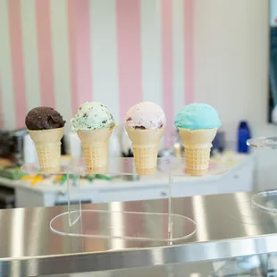 a row of ice cream cones