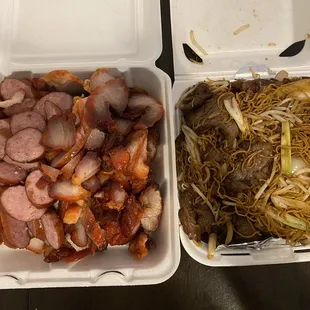 1lb Char Siu 1lb Sausage Beef Chow Mein