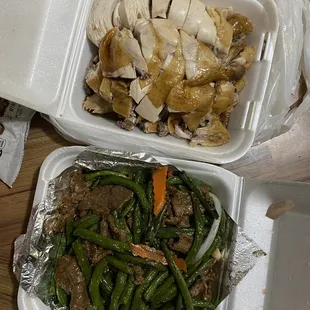 String Beans w/ beef &amp; soy sauce chicken