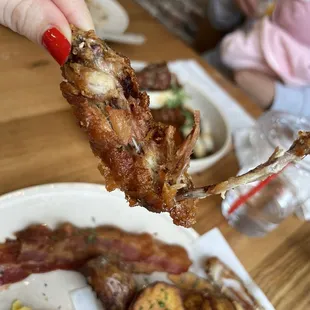 Wings with no meat. All wings were over fried to the point that there was no meat.