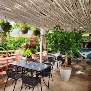 The outdoor patio for seating