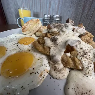Pa Ingall's Country Fried Steak and Eggs