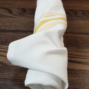 Cloth napkin and heavy silverware, they don't do cheap quality here