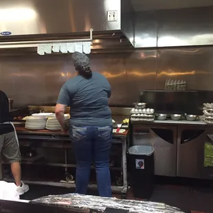 Kitchen cook line busy and quick!
