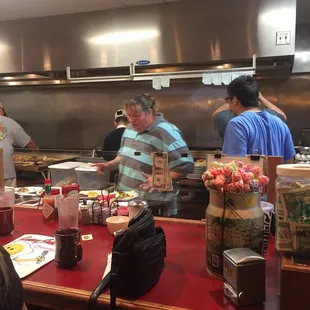 Kitchen cook line and seating on the counter
