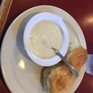 Super fluffy biscuits and gravy.