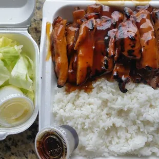 Chicken teriyaki to go. Yummy!