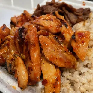 Spicy Chicken &amp; Beef with Brown Rice